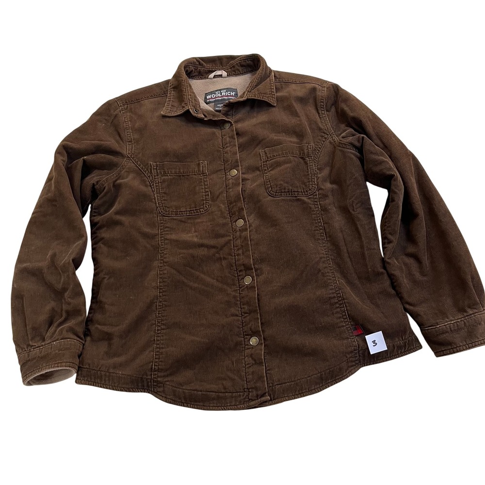 Vintage Woolrich Jacket Womens Large Brown Corduroy Button Up Sherpa‎ Lined 90s